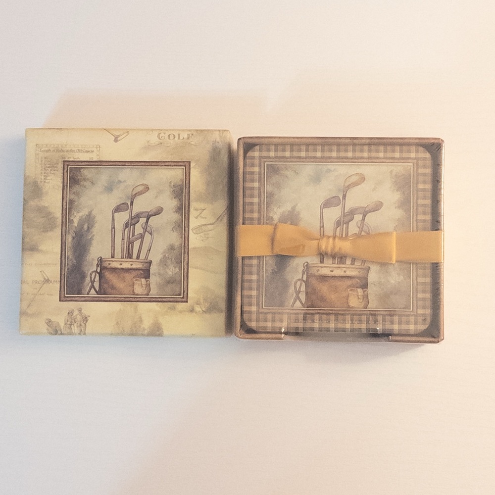 NEW Vintage Style & Paper Golf Caddy Coaster Set Made in Canada New